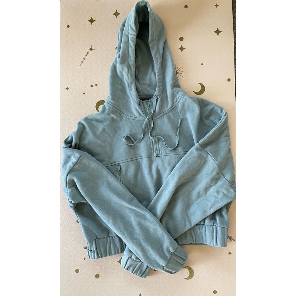 POPFLEX Half Zip Warm Up Hoodie in Seafoam Size S